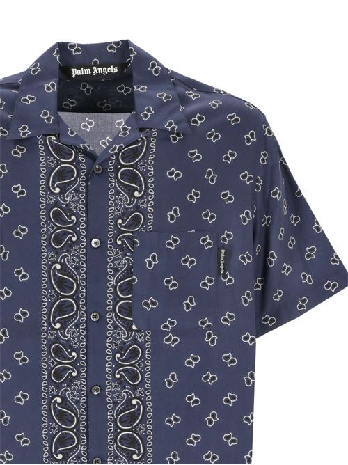 Camicia da uomo con stampa paisley blu navy/bianco PALM ANGELS | PMGG005S24FAB0064646